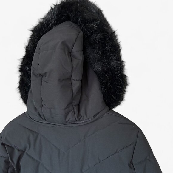 Michael Kors Faux Fur Trim Hooded Black Puffer Coat Size M - Picture 13 of 16